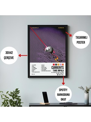 Orenda Art Tame Impala - Currents Albüm / Çerçeveli Poster Tablo