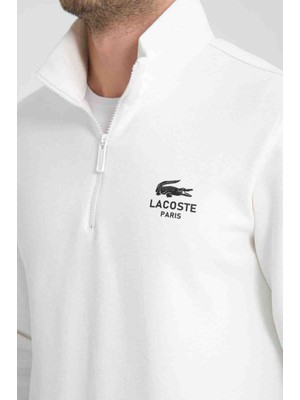 Lacoste Basıc Ekru Yarım Fermuar Regular Fit