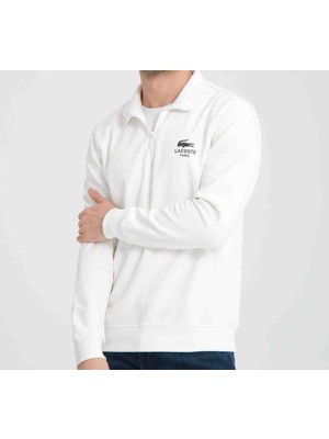 Lacoste Basıc Ekru Yarım Fermuar Regular Fit