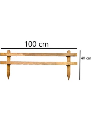 Pinoxi Ahşap Bahçe Çiti Kazıklı Çit 100CM x 40CM Kahverengi