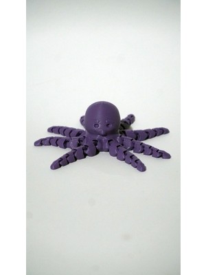 3D Baskı Gezegeni Eklemli Mor Ahtapot - Dekoratif 3D Maket Hediyelik 4,5cm