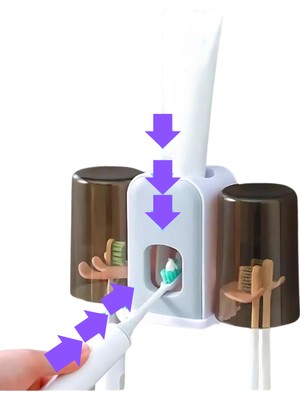 Vekorr Montaj Gerektirmeyen Pratik Fayansa Duvara Yapışabilen 2 Kupalı Steril Diş Macunluk