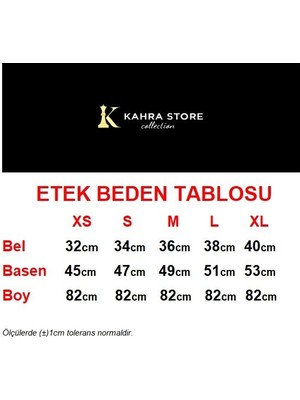 Kahra Collection Siyah Midi Boy Saten Etek Beli Lastikli Midi Etek