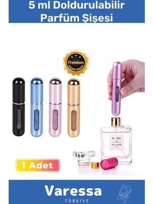 Varessa Delu x e Seri Doldurulabilir Parfüm Şişesi Cep Boy Kolay Taşınabilir Çanta Içi Mini 5 ml 1 Adet