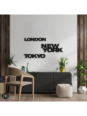 NR Dizayn New York ,tokyo , London Dekoratif Metal Tablo