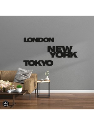 NR Dizayn New York ,tokyo , London Dekoratif Metal Tablo