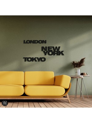 NR Dizayn New York ,tokyo , London Dekoratif Metal Tablo