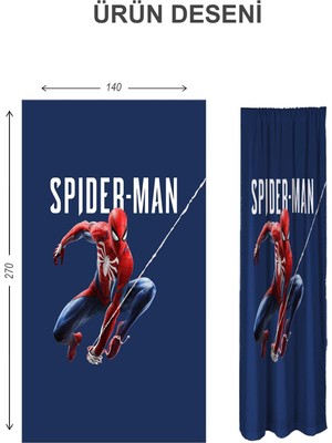 Doruklar Home Collection Dijital Baskı Yıkanabilir Spiderman Desenli 2 Kanat Bebek ve Çocuk Odası Fon Perdesi