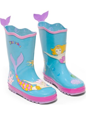 Kidorable Deniz Kızı Çocuk Yağmur Çizmesi Kauçuk Malzemeden Düz Topuklu Kaymaz Özellikli