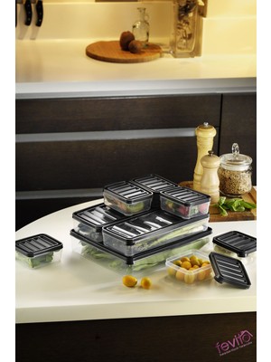 Fevito Mikrodalga Ve Difrizde Kullanılabilen Saklama Kabı Seti 9’Lu Antrasit