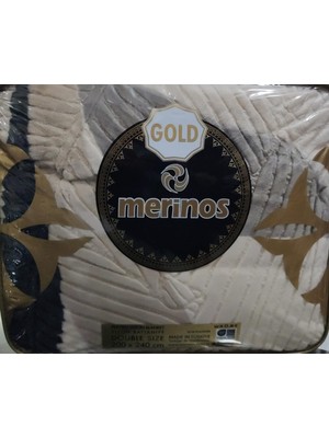 Merinos Gold 4,5 kg Embos Çift Kişilik Battaniye 220 x 240 Krem Siyah