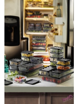 Fevito Mikrodalga Ve Difrizde Kullanılabilen Saklama Kabı Seti 18’Li Antrasit