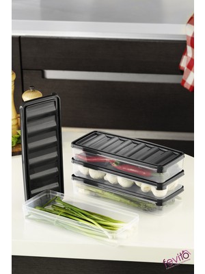 Fevito Mikrodalga Ve Difrizde Kullanılabilen Saklama Kabı Seti 4’Lü Antrasit