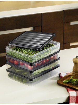 Fevito Mikrodalga Ve Difrizde Kullanılabilen Saklama Kabı Seti 4’Lü Antrasit