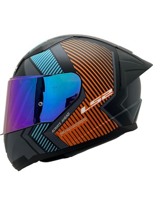 Ls2 Rapid 2 Extra Race Full Face Motosiklet Kaskı Yarış Spoiler +  Şeffaf + Gökkuşağı Vizörlü