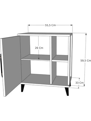 Reyo Home Enda Taksuk 4 Raflı Kapaklı Modern Komodin Çam