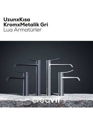 Creavit Lua Şelale Lavabo Armatürü Metalik Gri