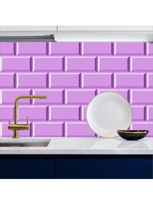 Mutfak Tezgah Arası Folyo Taş Desen Lila Kendinden Yapışkanlı 60 cm  x 100 cm