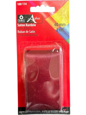 Özel Lastik Bordo Saten Kurdele, Paketlik Kurdele 4  cm  2 mt