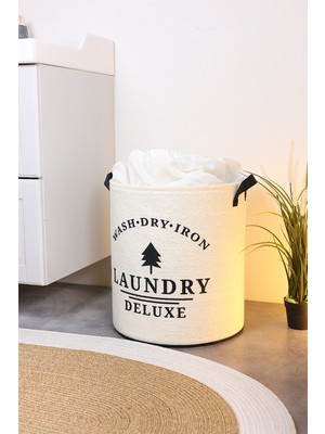 Prendi Home Laundry Baskılı Fileli Havlu Kıyafet Kirli Çamaşır Sepeti 37 x 40