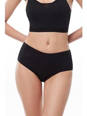 Malabadi Kadın Siyah 6 Lı Paket %100 Pamuk Yüksek Bel Jakarlı Slip Külot 351