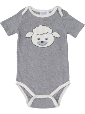 OZMOZ Kuzu Baskılı Unisex Bebek Body Gri