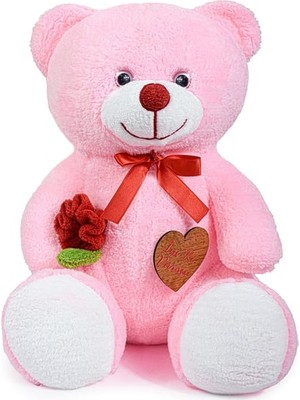 Özgüner Oyuncak 75 cm Elinde Gül Tutan Sevimli Ayıcık (Iyiki Varsın)