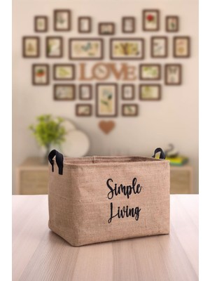 Jüt Simple Living Baskılı Büyük Boy 2'li Düzenleyici Saklama Sepeti Set 37  x  27  x  25