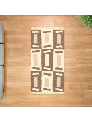 Evidea Soft Lindos Çift Taraflı Kilim - Ekru - 80X150 cm