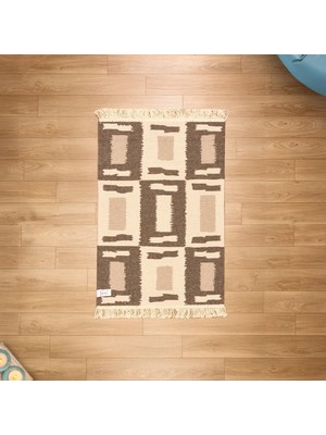 Evidea Soft Lindos Çift Taraflı Kilim - Ekru - 60X90 cm