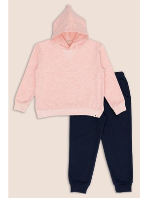 2'li Pembe Lacivert Kapişonlu Jogger Alt Üst Takım