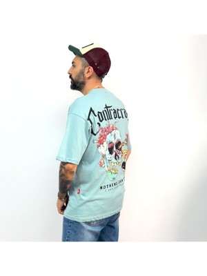 Skull Baskılı Oversize Erkek T-Shirt