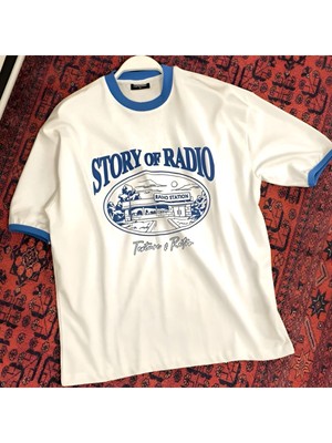 Radio Station Baskılı Oversize T-Shirt