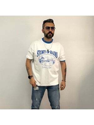 Radio Station Baskılı Oversize T-Shirt