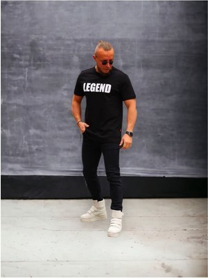 Legend Baskılı Rahat Kalıp %100 Pamuklu T-Shirt