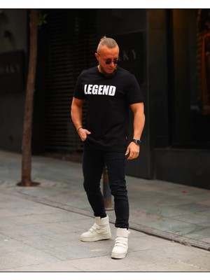 Legend Baskılı Rahat Kalıp %100 Pamuklu T-Shirt