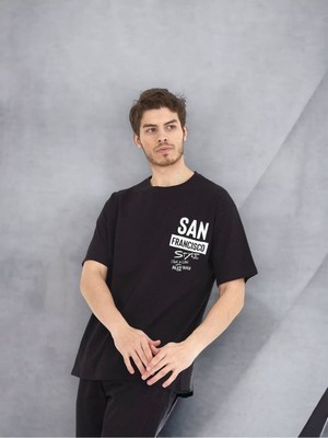 San Francisco Baskılı Oversize Pamuklu T-Shirt