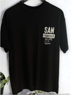 San Francisco Baskılı Oversize Pamuklu T-Shirt