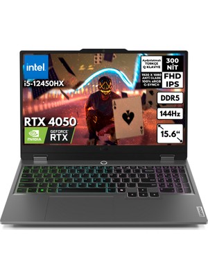 Lenovo Loq I5-12450HX 40-Gbddr5 2 Tbssd RTX4050 (6gb) 105W 15.6" Fhd 144Hz Freedos Oyuncu Bilgisayarı 83GS009ATRHMF14