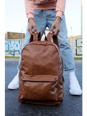 CNT006 Cilt Deri Erkek Sırt Çantası Taba