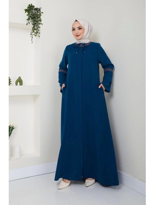 Nakış Işlemeli Büyük Beden Ferace