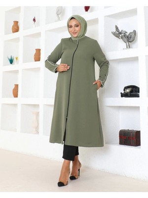 Kol Düğme Detaylı Linda Kap -Haki