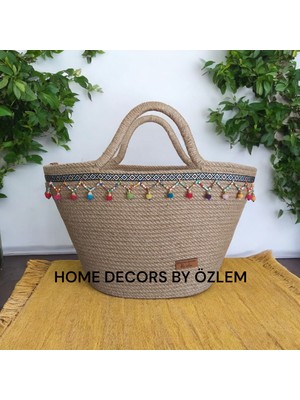 Home Decors By Özlem Günlük Hasır Çanta Plaj Çantası El Çantası El Emeği Handmade Tasarım Tarz Yaz Moda ÇANTA-35X20CM