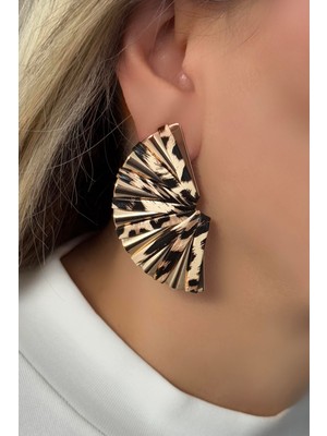 Nuva Atelier Leopar Yelpaze Küpe