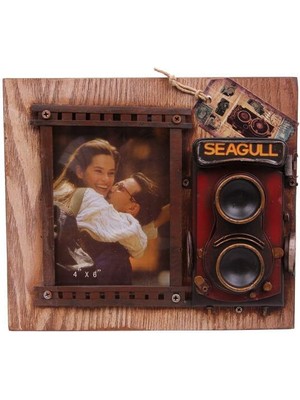 Dekoratif Metal Çerçeve Fotoğraf Makinesi Dekorlu Hediyelik