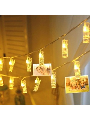 10LU Işıklı Renk Değiştiren Fotoğraf Mandalları