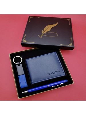 Mavi Cüzdan Anahtarlık Kalem Dekoratif Hediyelik