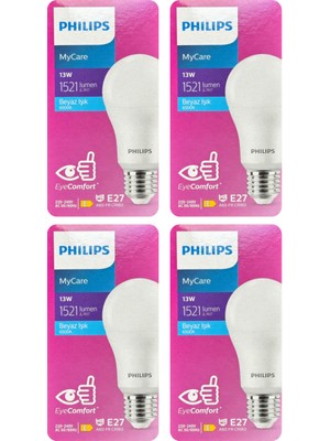 Philips 13W (100W) 6500K (Beyaz Işık) E27 Duylu LED Ampul (4 Adet)