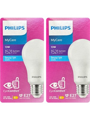 Philips 13W (100W) 6500K (Beyaz Işık) E27 Duylu LED Ampul (2 Adet)