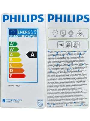 Philips 8W (45W) 2700K (Sarı Işık) E14 Duylu (İnce Duy) Floresan Ampul